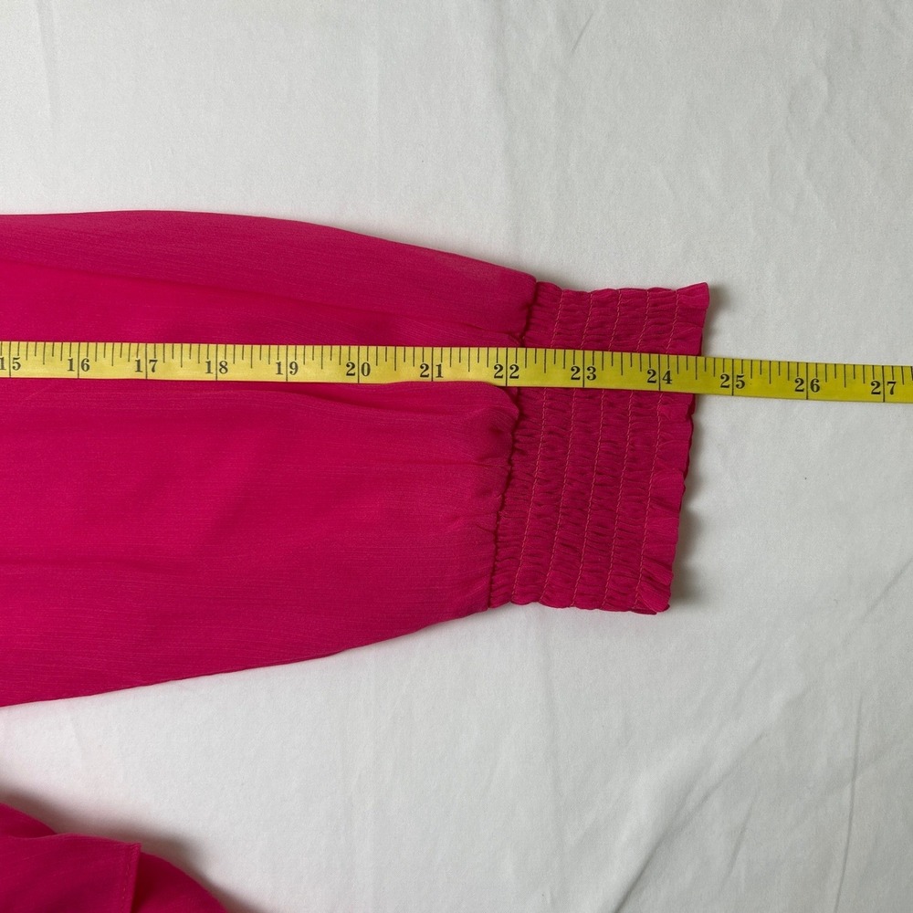 Torrid Womens Smocked Mock Neck Tiered Ruffle Peplum Blouse Size 2X Hot Pink - Picture 10 of 11